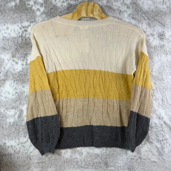 Adora 1X Sweater Striped V-Neck Acrylic Blend Pullover Colorblock Knit - Picture 4 of 8